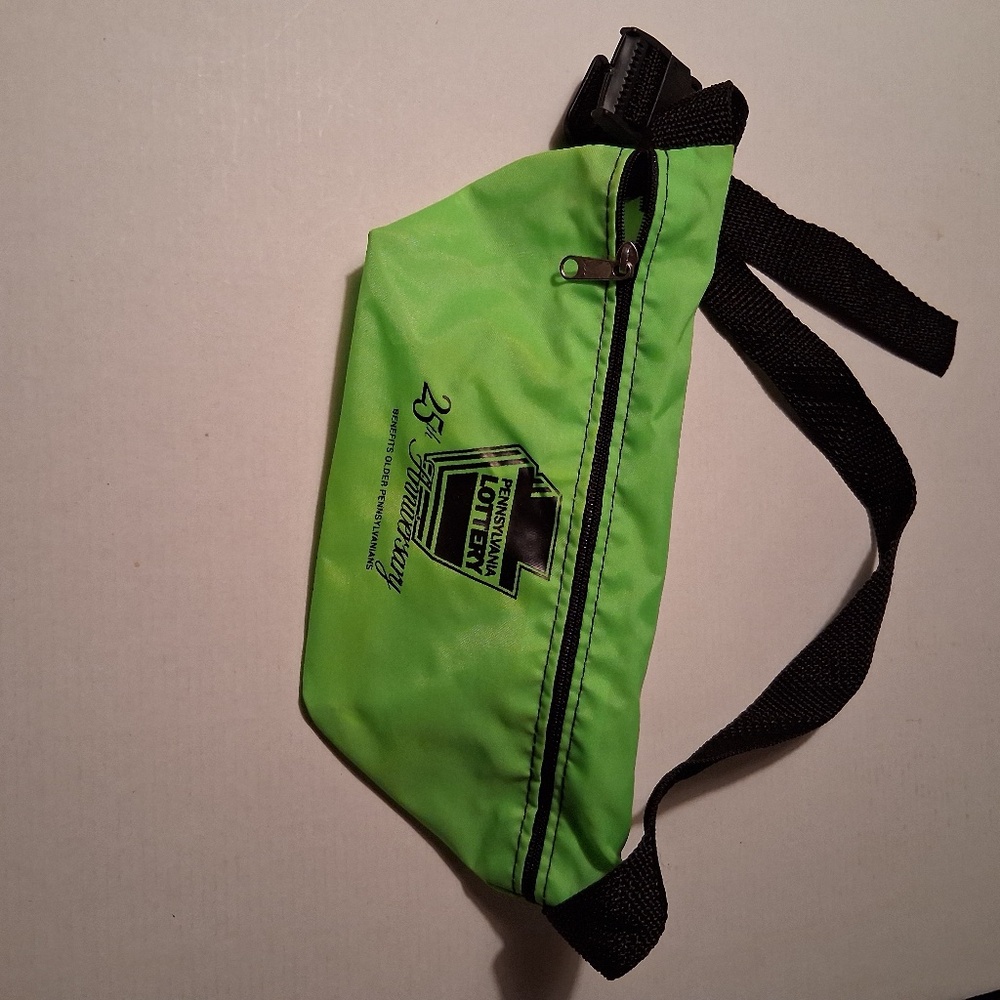 Vintage PA Lottery 25th Anniversary Nylon Waist Pouch, Green